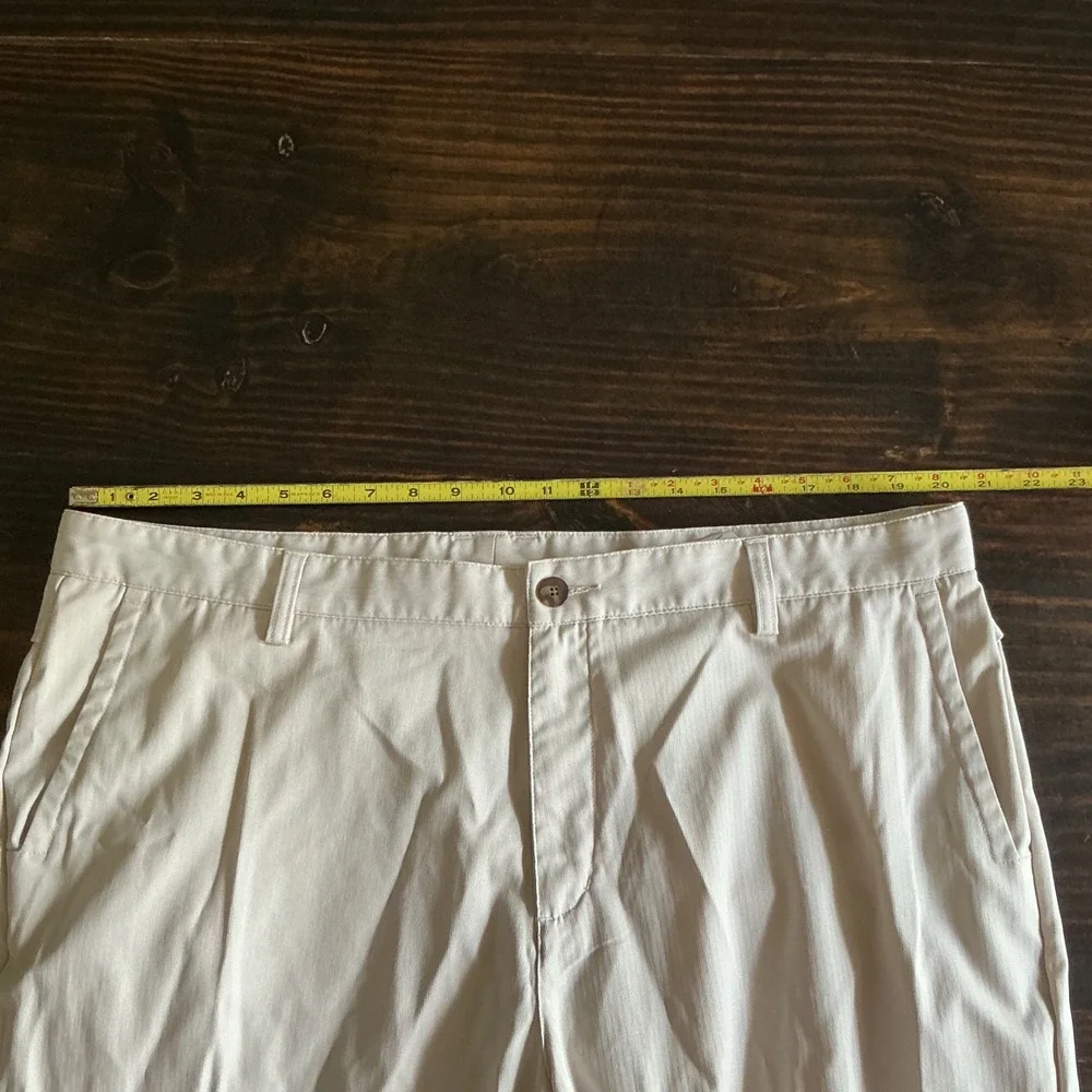 Adidas ClimaCool Mens Golf Pants 40x28 Beige Tan 3-Stripe Straight Leg Polyester